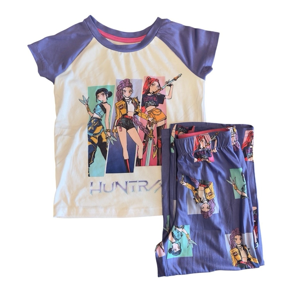 Netflix KPop Demon Hunters Girls 2-Piece Pajama Set - Size 4 Purple/White